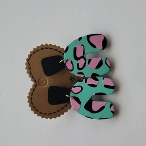 Reborn Creations Earrings Blue and Pink Cheetah print
